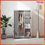 Armoire penderie mobile - akozon - 10806 - blanc - 3 compartiments - tringle int�gr�e - 4 roulettes