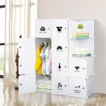Homcom armoire penderie modulable multi - rangements 10 cubes 2 tagres + autocollants dcoratifs en ...