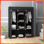 Armoire penderie multi - rangement - akozon - 9004 - 8 �tag�res - 2 barres - rideau enroulable