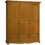 Armoire penderie pin miel 3 portes 3 tiroirs 6 niches l 164. 3 h 194. 8 p 54. 5 cm - l 164 x l 54. 5 ...