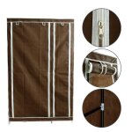 Armoire penderie en tissu marron - tubes m�talliques antirouilles - fermeture par velcro et zip