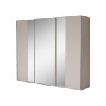 Armoire perla 250 cm sandbeige ? 3 portes coulissantes miroir et rangement maximal