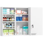 Armoire � pharmacie - homcom - murale - 4 �tag�res avec double porte verrouillable 2 cl�s - mdf et m�tal ...