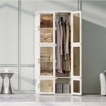 Armoire pliante modulable 8 compartiments 6 portes 1 penderie - rangement v�tements portable & gain de ...