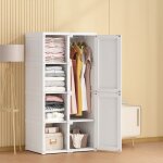 Armoire pliante portable 6 portes 8 compartiments et 1 tringle - blanc - 136x69x50 cm - grande capacit� ...