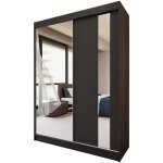 Armoire � portes coulissantes gaja largeur 150 cm noir avec miroir