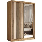 Armoire � portes coulissantes helix largeur 150 cm ? ch�ne artisan / blanc ? avec lamelles d�coratives ...