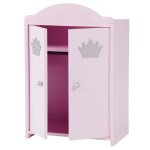 Armoire de poupe princesse sophie - roba - bois rose - penderie et tagre
