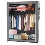 Armoire  quatre compartiments avec 2 tringles  linge en tissu non tiss - b. livem - gris fonc - 108x45x170 ...