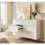 Armoire de rangement blanche 100 x 34 x 73 cm armoire de rangement multifonctionnelle armoire � tiroirs ...