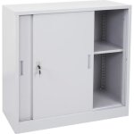 Armoire de rangement bureau en acier - gris - portes coulissantes - 90x90x45cm Armoire de rangement bureau en acier - gris - portes coulissantes - 90x90x45cm