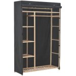 Armoire de rangement garde - robe  5 niveaux en tissu et cadre en sapin massif 110 x 40 x 170 cm gris[193] ...