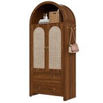 Armoire de rangement haute armoire en bois meuble de rangement conception avec dessus incurv� 2 tiroirs ...