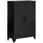 Homcom - meuble de rangement - mtal - 75x33x110cm - noir