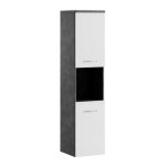 Armoire de rangement - montreal - hauteur 131 cm - gris avec blanc - meuble haut placard colonne Armoire de rangement - montreal - hauteur 131 cm - gris avec blanc - meuble haut placard colonne