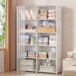 Armoire de rangement ouverte - zor� - 6 couches - 2 rang�es - 80x28x155 cm - blanche - imperm�able - ...