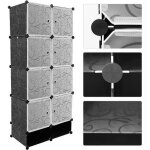 Fasike - �tag�re de rangement en plastique / armoire 8 cubes style moderne 167x76x37cm noir - haute qualit� ...