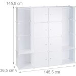 Armoire de rangement en plastique meuble penderie �tag�re avec portes et tringle 145 cm blanc