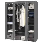 Armoire de rangement pliable qifashma - gris - 172x134x43cm - 3 portes