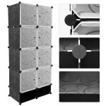 Armoire de rangement avec portes yalurui - meuble de chambre - noir - 5 couches et 2 colonnes