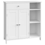 Armoire de rangement salle de bain avec tiroir et 2 portes meuble de salle de bain 3 compartiments �tag�res ...