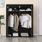 Armoire de rangement songmics - penderie souple - porte - v�tements pliable - noir ryg02bk