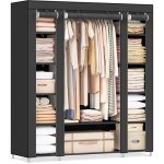 Armoire de rangement en tissu - okz - penderie avec housse - 45x150x175 cm - 12 compartiments - cadre ...