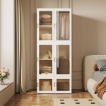 Armoire - ravas - 10 compartiments - 6 portes - blanc - design �l�gant et fonctionnel