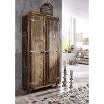 Armoire avec roulettes - bois massif recycl� laqu� (multicolore) - inspiration ethnique - freezy 38