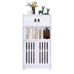 Armoire de salle de bain - avec 4 �tag�res haut et bas 4 portes - meuble toilettes wc rangement - 36x22x75cm ...