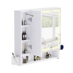 Armoire de salle de bain balconera � 3 portes avec miroir et �clairage 80 cm (l) x 15 cm (p) x 75 cm ...