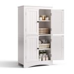 Armoire de salle de bain - bealife - 4 portes - 4 niveaux - �tag�re r�glable - meuble rangement blanc ...
