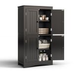 Armoire de salle de bain - bealife - 4 portes - 4 niveaux - �tag�re r�glable - meuble rangement noir ...