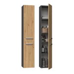 Armoire de salle de bain �tag�re colonne nel ii gris anthracite ch�ne artisan