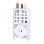 Armoire de salle de bain haute - colonne rangement salle de bain avec portes - double �tag�re � 4 portes ...