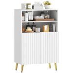 Armoire salle de bain - homcom homcom - 5 niveaux portes cannel�es � fermeture douce 2 �tag�res ouvertes ...