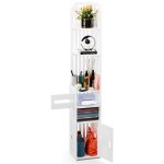 Armoire de salle de bain meuble de rangement colonne avec tiroir �tag�res compartiments 20 x 20 x 120 ...