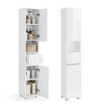 Armoire de salle de bain meuble de rangement colonne avec tiroir �tag�res r�glables compartiments 30