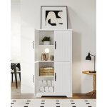 Armoire de salle de bain meuble de rangement double couche avec 4 portes �tag�res r�glables pour salon ...
