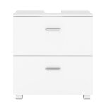 Armoire de salle de bain meuble sous vasque avec pieds hauts 2 tiroirs spacieux pour lavabo blanc