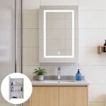 Armoire salle de bain avec miroir - 50 x 125 x 70 cm - �clairage led tricolore r�glable - �tag�re r�glable ...
