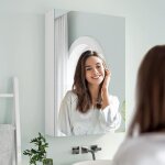 Armoire de salle de bain avec miroir meuble de rangement  suspendre avec 2 portes tagre rglable blanc ...