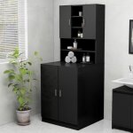 Armoire de salle de bain moderne pour machine  laver et wc - noir - elgance et chic - 71cm