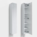 Armoire de salle de bain armoire murale armoire de salle 160 cm colonne suspendue blanc brillant