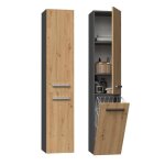 Armoire de salle de bains - nel iv - anthracite - ch�ne artisan - colonne - contemporain