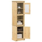 Armoire de salle de bain - armoire de sol - meuble de rangement et d�tag�re corona 50x40x185 cm bois ...