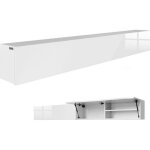 Armoire de salle de bain suspendue blanche mate - portes blanches brillantes 240cm