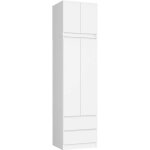 Armoire avec surmeuble akord s60 blanche 60 cm 2 portes 2 tiroirs fa�ade blanche 3 �tag�res 60x51x234 ...