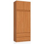 Armoire avec surmeuble akord s90 aulne 90 cm 2 portes 2 tiroirs fa�ade aulne 6 �tag�res 90x51x234 cm