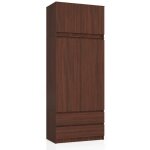 Armoire avec surmeuble akord s90 weng� 90 cm 2 portes 2 tiroirs fa�ade weng� 6 �tag�res 90x51x234 cm